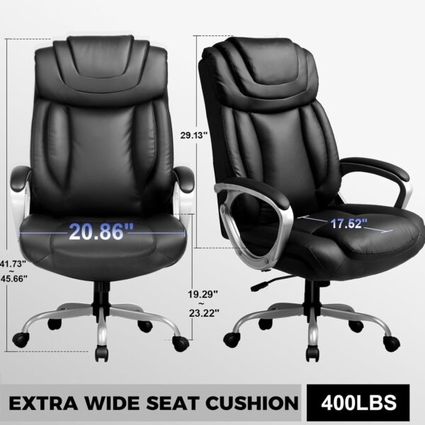 COMHOMA Ergonomic Office Chair Home Office Desk Chairs Comfy Back Support PU Leather Executive Office Chair with Wheels Headrest Padded Armrests Height Adjustable Tilt Swivel Rolling Reclining Seat - Image 2