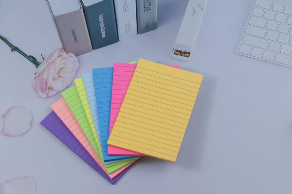 (8 Pads) Lined Sticky Notes 4x6 in Post, 8 Colors Self Sticky Notes Pad Its, Bright Post Stickies Colorful Big Rectangular Sticky Notes for Office, Home, School, Meeting, 40 Sheets/pad - Image 4