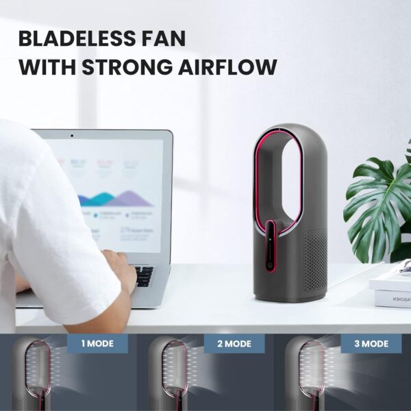 Desk Fan Bladeless, 11.8 Inch Office Fan Small, Quiet, 3 Speed Adjustment, Touch Control, Easy to Clean, Desk Fans Small Quiet, Ideal for Office, Living Room, Bedroom - Image 3