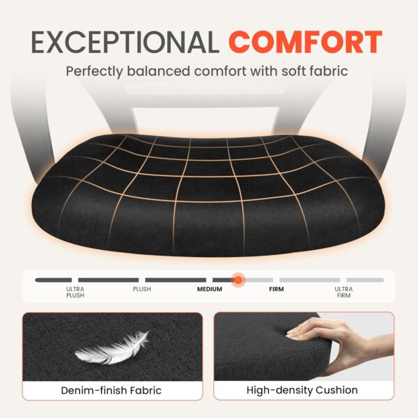 NEO CHAIR Office Desk Ergonomic Mesh Computer Chair with Lumbar Support Adjustable Height Swivel Rolling Wheels Comfy Mid Back Task Chair for Home Bedroom Vanity Study (Black) - Image 4