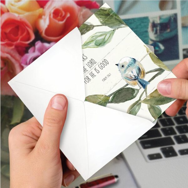 The Best Card Company Thank You Greeting Card w/ 5 x 7 Inch Envelope (1 Card) Scripture Birds C7108ETYG - Image 5