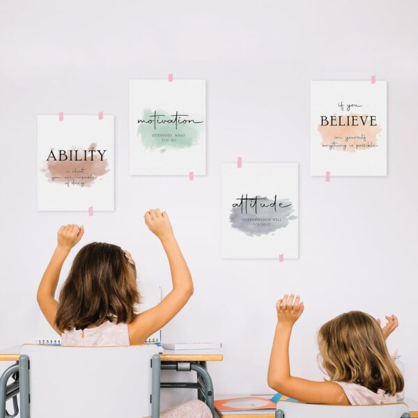 HRQKO Office Inspirational Quotes Wall Art Poster Prints Set of 4, Motivational Wall Art, Colorful Artwork Prints Posters Wall Decor, Affirmations Prints for Office Women Men 8”x10” Unframed - Image 5