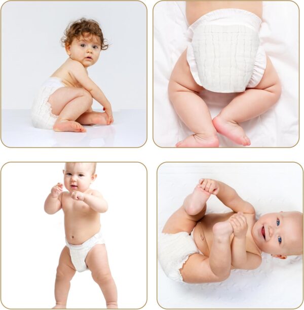 Max Shape 6 Pack Wearable Cotton Cloth Dipper Pants for Baby Girls and Boys,Adjustable Cotton Diaper 13 Layers - Image 4