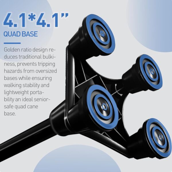 Cane Tip,Quad Cane Base Self Standing Design with Heavy Duty,360° Pivoting Replacement 4 Prong Base for All Terrains Stable and Non-Slip for 3/4 inch Canes (Quad Cane Base-A) - Image 4