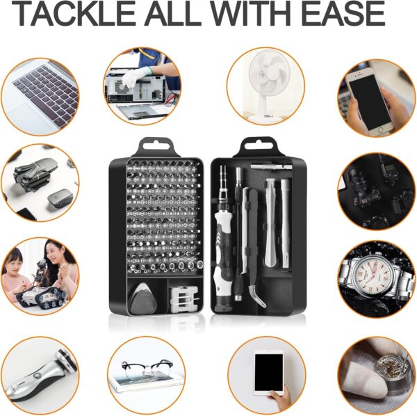 Precision Screwdriver Set, Professional Grade 115 in 1 Magnetic Repair Tool Kit for Electronics, Computer, iPhone, Laptop, Game Console, Watch, Eyeglasses, Modding, and DIY Projects - Image 5