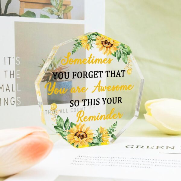 Sunflower Inspirational Gifts for Women Encouragement Motivational Positivity Birthday Gift for Coworkers Desk Decor Acrylic Plaque Paperweight - Image 2