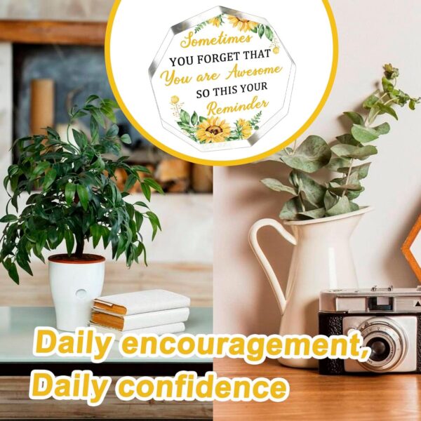 Sunflower Inspirational Gifts for Women Encouragement Motivational Positivity Birthday Gift for Coworkers Desk Decor Acrylic Plaque Paperweight - Image 5