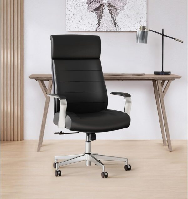 Realspace® Modern Comfort Modee Vegan Leather High-Back Executive Office Chair, Black/Chrome, BIFMA Compliant - Image 2
