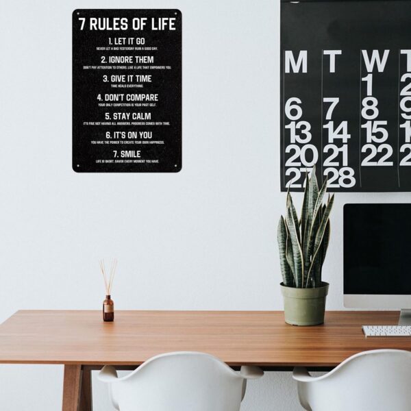 7 Rules of Life Motivational Sign - 8x12 Inch Aluminum Metal Wall Art for Home, Office, Classroom, Bedroom - Durable Inspirational Quote Decor for Men, Women, Teens (001) - Image 6