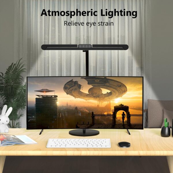 Micomlan Architect Desk Lamp with Atmosphere Lighting, Adjustable Led Desk Light for Home Office with Base, 24W Bright Auto Dimming Table Light with Rotatable Swing Arm for Workbench Computer - Image 3