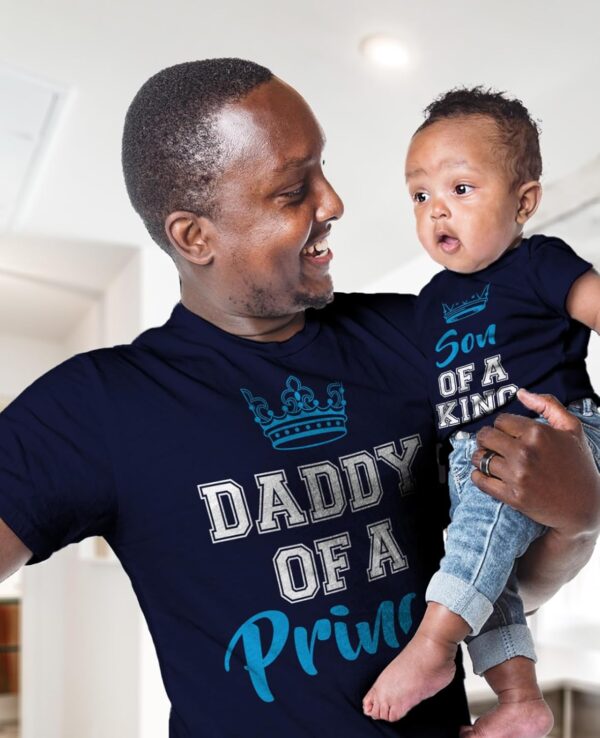 Tstars Daddy of a Prince Son of a King Matching Shirts Gifts for New Dads Fathers Day Dad Shirt and Baby Bodysuit Set - Image 2