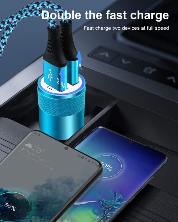 Cigarette Lighter Adapter, USB Car Charger, 3.4a Fast Charging Dual-Port Cargador de Carro for iPhone 15 14 13 12 SE 11Pro Max X XR XS Max 8 Plus, Samsung Galaxy S23 S22 S21 S20 S10 S10e A13 S10 S9 - Image 6