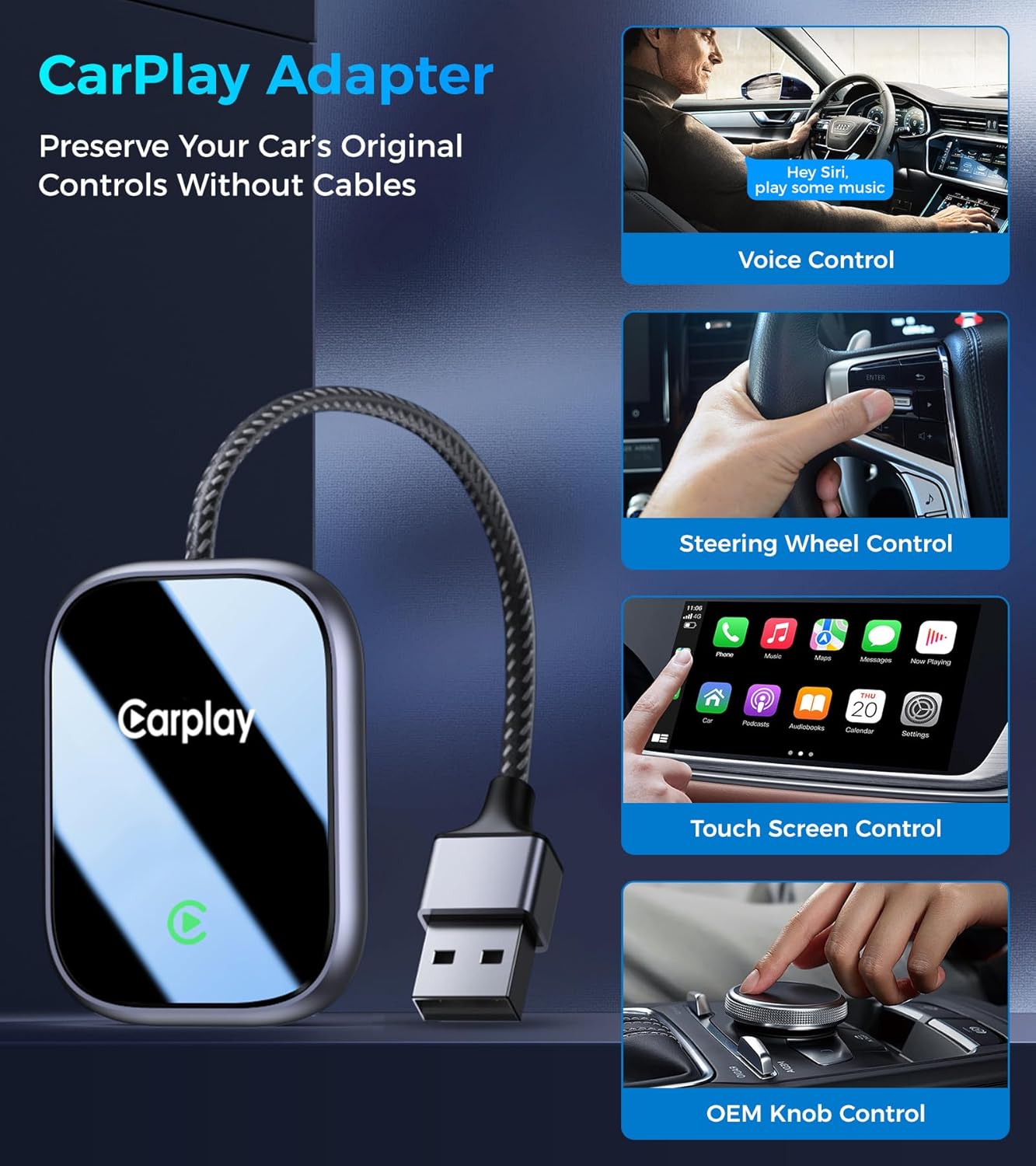 2025 Upgraded Wireless CarPlay Adapter for Apple iPhone, Converts Wired to Wireless Car Play Adapter, Auto Connect, Mini Size, Compatible with Cars from 2016 & iOS 10+ - Image 3