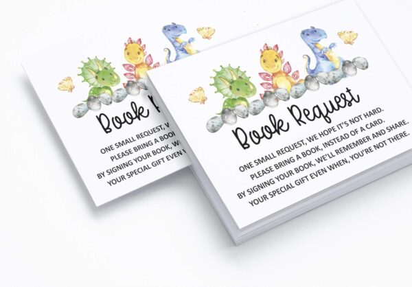 30 Dinosaur Jungle Animals Baby Shower Book Request Cards Bring A Book Instead Of A Card Baby Shower Invitations Inserts Games - Image 5