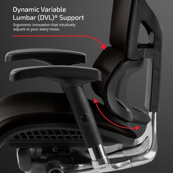 X-Chair X4 High End Executive Chair, Brown Leather with Headrest - Ergonomic Office Seat/Dynamic Variable Lumbar Support/Floating Recline/Stunning Aesthetic/Adjustable/Perfect for Office or Boardroom - Image 5