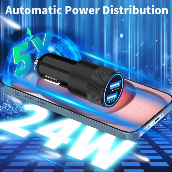 【MFi Certified】iPhone 16 Car Charger Fast Charging, BARMASO 4.8A USB Car Power Adapter USB-C Car Charger Cigarette Lighter with 2Pack Type-C Braided Cable for iPhone 16 Pro Max/15 Pro/Galaxy S24/Pixel - Image 2