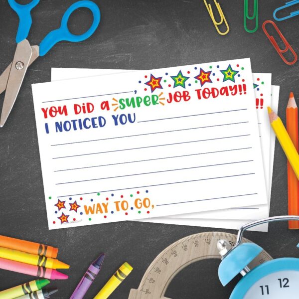 m&h invites Super Job - Teacher Notes to Parents - Classroom Incentive Cards to Send Home - Motivational Good Behavior Cards [Package of 50] - Image 4