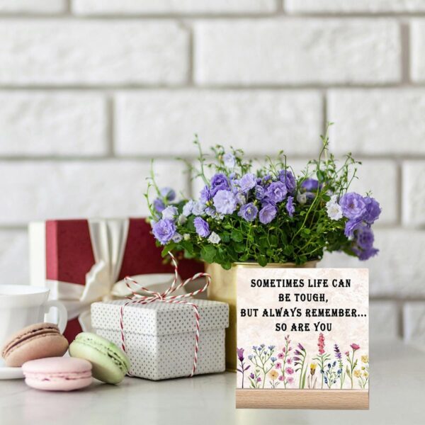 Office Desk Decor Inspirational Quotes Signs Motivational Gifts For Women Work Cute Office Desktop Decorations Daily Positive Quote Sign Cubicle Desk Accessories Sometimes Life Can Be Tough But So Are You Sign - Image 5