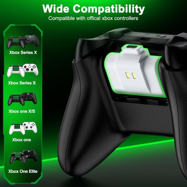 Rechargeable Batteries for Xbox One/Xbox Series X|S Controller,2x4800mWh Xbox Controller Battery Pack, Play and Charge Kit for Xbox Series X/S,Xbox One/Elite,Xbox One S/X with LED Indicator - Image 5