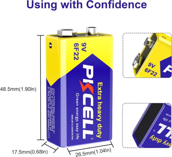 9V 6F22 Batteries High-Power Batteries Long Battery Life 9 Volt Carbon Batteries 3 Years Shelf Life, Leak-Proof 9V Batteries Suitable for Smoke Detectors and Other Electronic Products (24-Counts) - Image 3