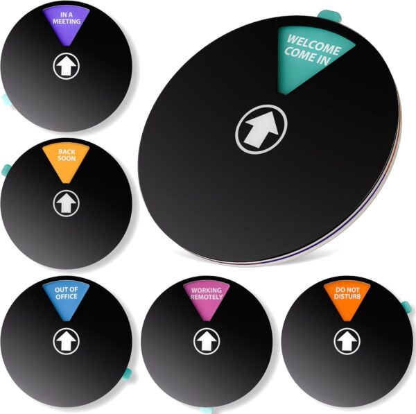 Office Door Signs, Essentials - Rotating Status Door Sign - Do not Disturb, Out of Office, In a Meeting, Back Soon, Working Remotely, Welcome Come In - Dual Mounted Fit For Door, Wall or Window