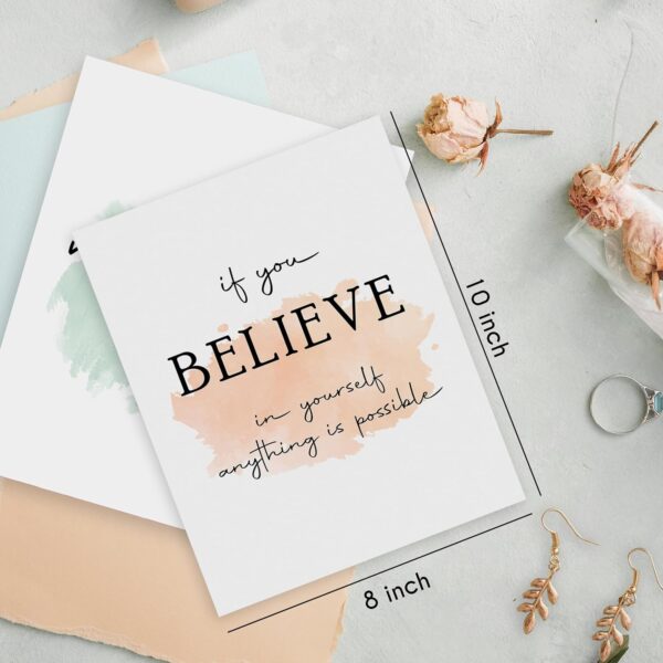 HRQKO Office Inspirational Quotes Wall Art Poster Prints Set of 4, Motivational Wall Art, Colorful Artwork Prints Posters Wall Decor, Affirmations Prints for Office Women Men 8”x10” Unframed - Image 3