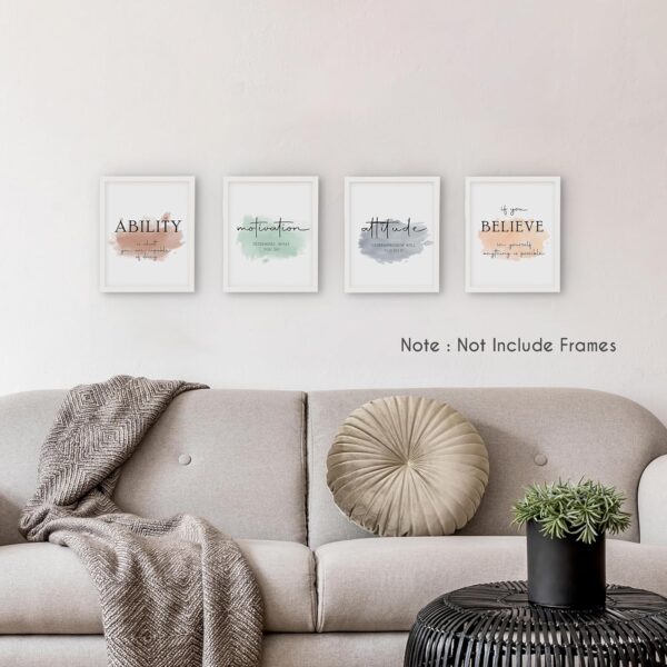 HRQKO Office Inspirational Quotes Wall Art Poster Prints Set of 4, Motivational Wall Art, Colorful Artwork Prints Posters Wall Decor, Affirmations Prints for Office Women Men 8”x10” Unframed - Image 2
