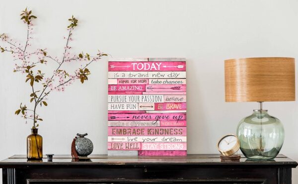 Pink Wall Decor - Inspirational Quotes Wall-Art - Motivational Bedroom Decor For Teen Girls - Office Gifts For Women With Framed Canvas Artwork Ready to Hang 15" W x 11.5" H - Image 4