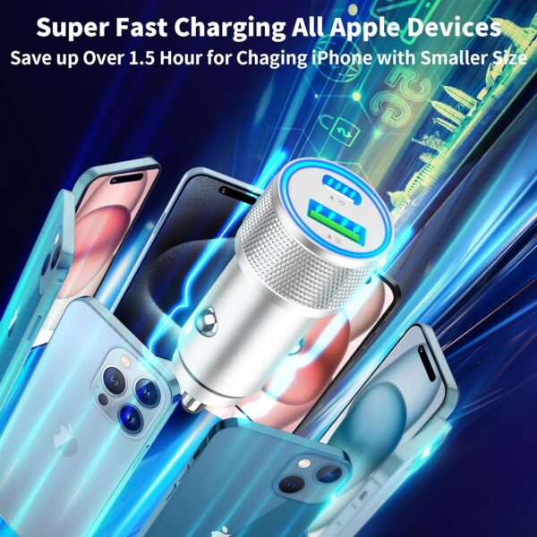 【MFi Certified】iPhone 15 Car Charger Fast Charging, KYOHAYA 66W USB-C Dual PD&QC Car Power Cigarette Lighter USB Charger with 2Pack Type-C Cable for iPhone 15/15 Pro Max/Galaxy S24/S23/Pixel/iPad Pro - Image 9