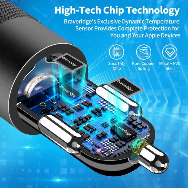 【MFi Certified】iPhone 16 Car Charger Fast Charging, BARMASO 4.8A USB Car Power Adapter USB-C Car Charger Cigarette Lighter with 2Pack Type-C Braided Cable for iPhone 16 Pro Max/15 Pro/Galaxy S24/Pixel - Image 6