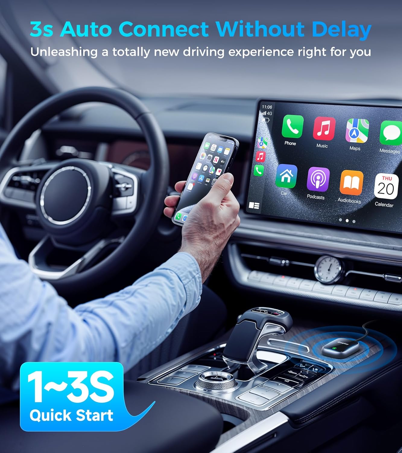 2025 Upgraded Wireless CarPlay Adapter for Apple iPhone, Converts Wired to Wireless Car Play Adapter, Auto Connect, Mini Size, Compatible with Cars from 2016 & iOS 10+ - Image 5