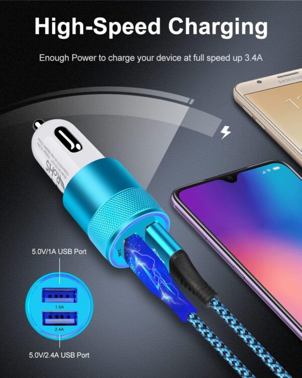 Cigarette Lighter Adapter, USB Car Charger, 3.4a Fast Charging Dual-Port Cargador de Carro for iPhone 15 14 13 12 SE 11Pro Max X XR XS Max 8 Plus, Samsung Galaxy S23 S22 S21 S20 S10 S10e A13 S10 S9 - Image 2