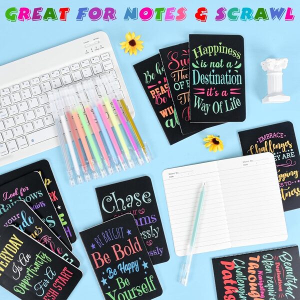 24 Pcs Mini Inspirational Notebooks Bulk with 24 Pcs Colorful Pens, Small Pocket Journal Notepads Set, Motivational Bulk Gifts for Women Men Teacher Student Kids, Fun School Office Supplies,3.5"x5.5" - Image 5