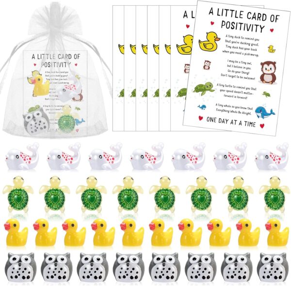 Lincia 15 Set Thank You Gifts Bulk Back to School Funny Positivity Gifts with Resin Animals and Encouragement Cards for Teacher Student Coworkers Employee Appreciation