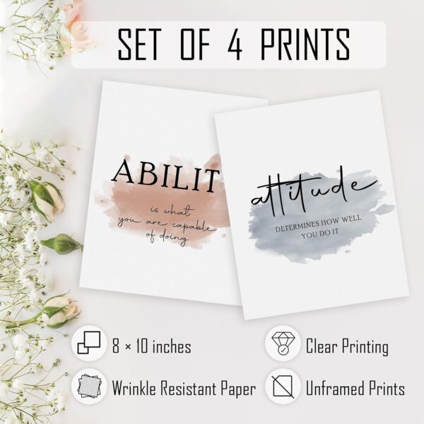 HRQKO Office Inspirational Quotes Wall Art Poster Prints Set of 4, Motivational Wall Art, Colorful Artwork Prints Posters Wall Decor, Affirmations Prints for Office Women Men 8”x10” Unframed - Image 7