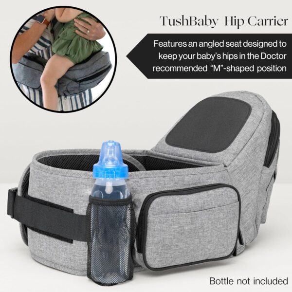 Tushbaby The Original Safety-Certified Hip Carrier for Babies & Toddlers: Machine Washable Child Waist Seat with Pocket Storage, As Seen on Shark Tank (23”-44” Waist, 0-3 yrs up to 45lbs) – Grey - Image 6