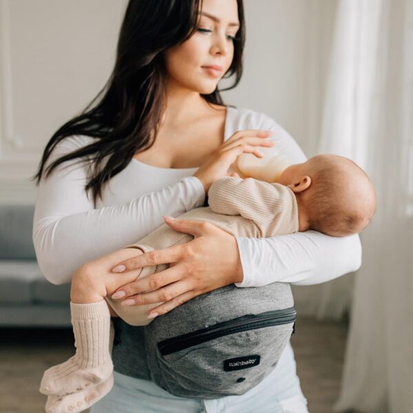 Tushbaby The Original Safety-Certified Hip Carrier for Babies & Toddlers: Machine Washable Child Waist Seat with Pocket Storage, As Seen on Shark Tank (23”-44” Waist, 0-3 yrs up to 45lbs) – Grey - Image 7