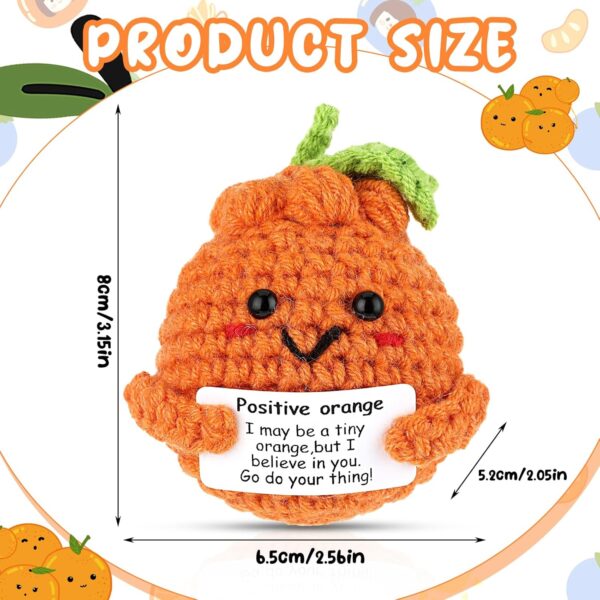 Grevosea Mini Funny Positive Orange, 3 Inch Positive Orange Crochet Cute Wool Funny Knitted Positive Orange Doll Cheer up Gifts for New Year Gift Birthday Gifts Friends Party Decoration Encouragement - Image 2
