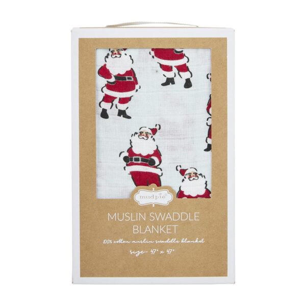 Mud Pie Vintage Christmas Santa Swaddle, Blue, 47" x 47" - Image 2