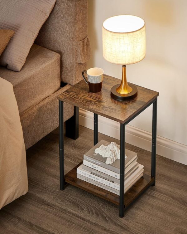 VASAGLE Side Table, Small End Table, Nightstand for Living Room, Bedroom, Office, Bathroom, Rustic Brown and Black ULET271B01 - Image 4