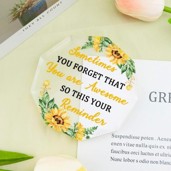 Sunflower Inspirational Gifts for Women Encouragement Motivational Positivity Birthday Gift for Coworkers Desk Decor Acrylic Plaque Paperweight - Image 3
