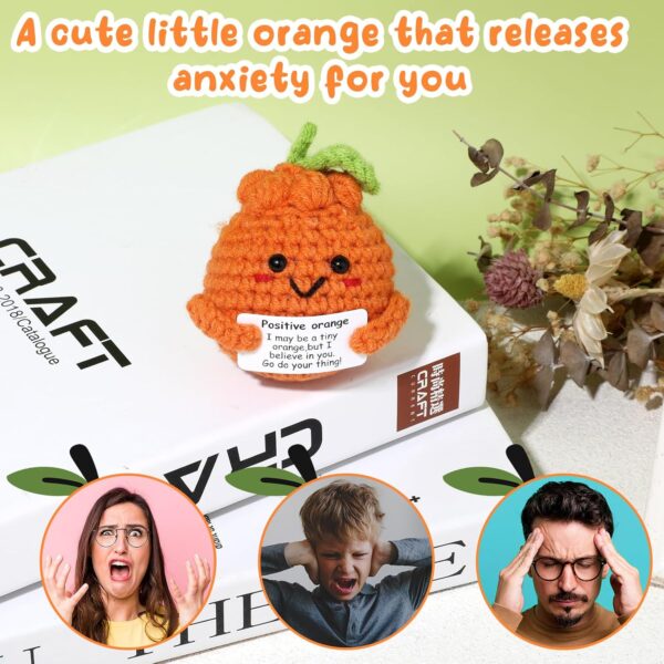 Grevosea Mini Funny Positive Orange, 3 Inch Positive Orange Crochet Cute Wool Funny Knitted Positive Orange Doll Cheer up Gifts for New Year Gift Birthday Gifts Friends Party Decoration Encouragement - Image 5