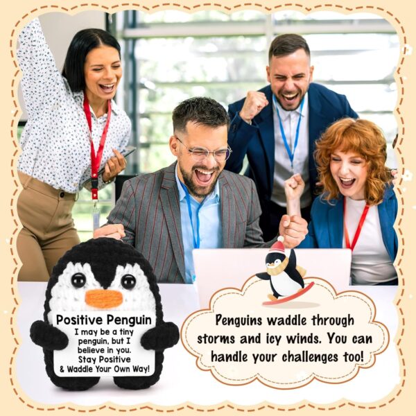 Inspirational Birthday Gifts for Women Men, Mini Funny Handmade Positive Crochet Penguin Gift for Friends Sister Coworker Teen, Emotional Penguin Support Graduation Appreciation Gifts Cute Decor - Image 5
