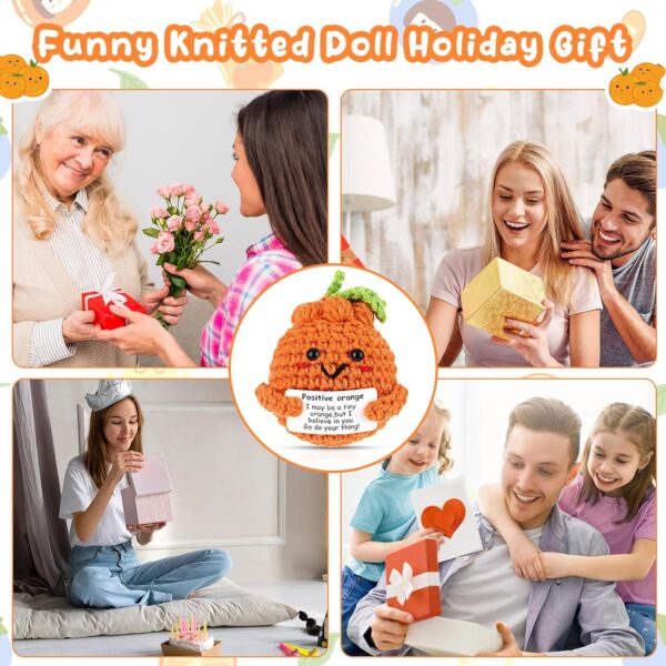 Grevosea Mini Funny Positive Orange, 3 Inch Positive Orange Crochet Cute Wool Funny Knitted Positive Orange Doll Cheer up Gifts for New Year Gift Birthday Gifts Friends Party Decoration Encouragement - Image 7