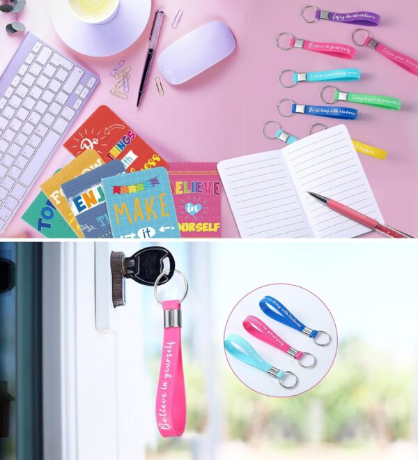 PerKoop 48 Pcs Inspirational Gifts Set Inspirational Quote Notepads 3 x 5 Inch Motivational Ballpoint Pens Keychains Bulk Cute Colorful Journal Notebooks for School Office Party Favor Supplies - Image 6