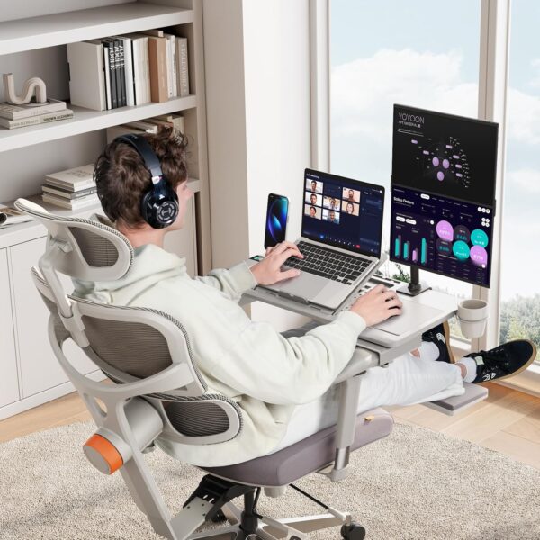 Newtral Laptop Bed Tray Desk, Height & Angle Adjustable Foldable Laptop Stand w/Cup Holder, Mousepad, Laptop Table Bookstand for Gaming, Working, Sofa & Office Chairs Use - Image 2