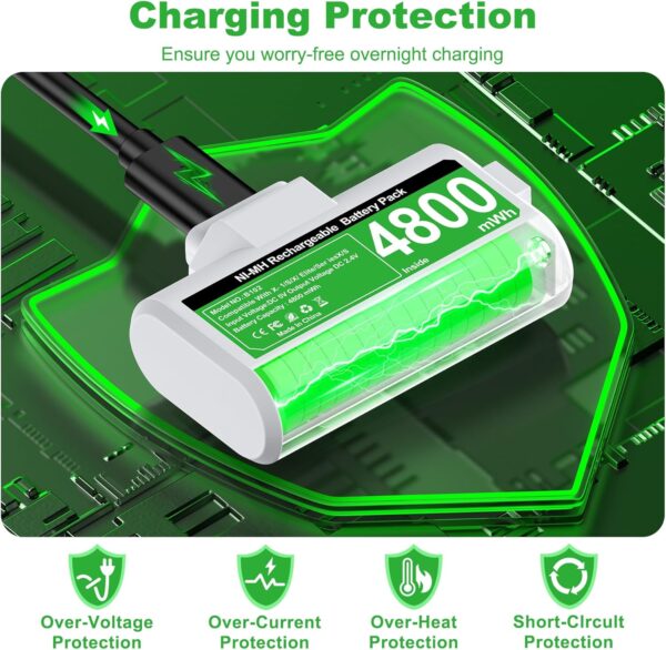 Rechargeable Batteries for Xbox One/Xbox Series X|S Controller,2x4800mWh Xbox Controller Battery Pack, Play and Charge Kit for Xbox Series X/S,Xbox One/Elite,Xbox One S/X with LED Indicator - Image 8