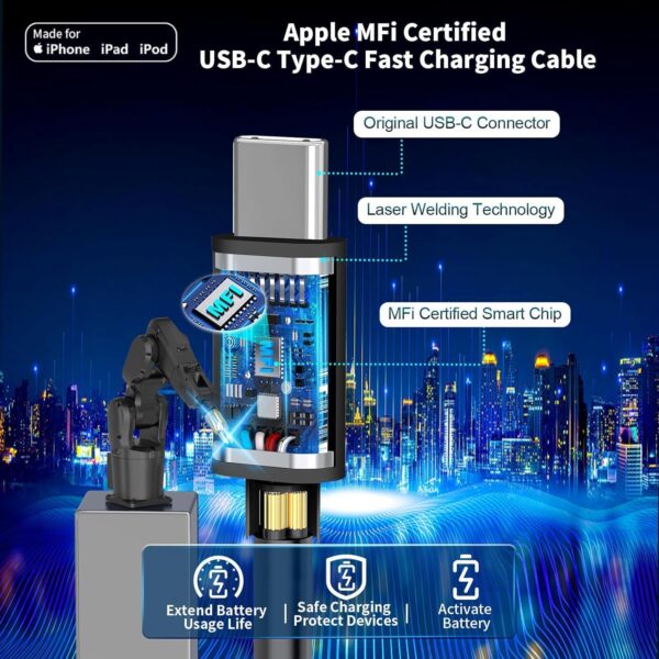 [Apple MFi Certified] iPhone 16 Car Charger Fast Charging, SDNCIE 75W USB-C PD&QC Car Power Cigarette Lighter USB Charger Adapter with 6FT Type-C Cable foriPhone 16 Pro Max/15 Pro/Galaxy S23/S22/Pixel - Image 2