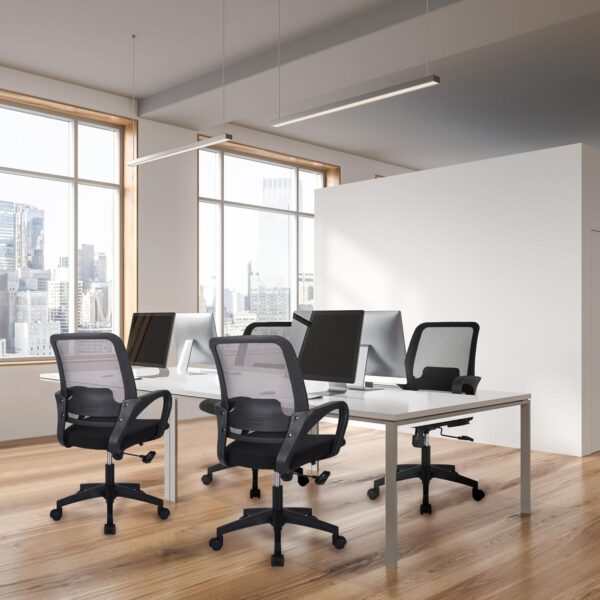 NEO CHAIR Office Desk Ergonomic Mesh Computer Chair with Lumbar Support Adjustable Height Swivel Rolling Wheels Comfy Mid Back Task Chair for Home Bedroom Vanity Study (Black) - Image 6