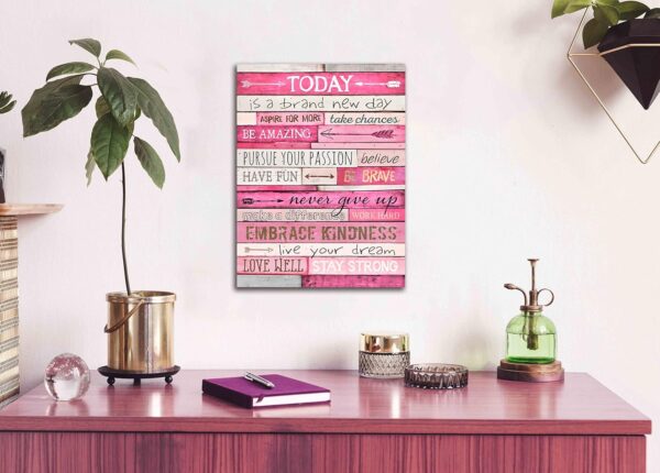 Pink Wall Decor - Inspirational Quotes Wall-Art - Motivational Bedroom Decor For Teen Girls - Office Gifts For Women With Framed Canvas Artwork Ready to Hang 15" W x 11.5" H - Image 6
